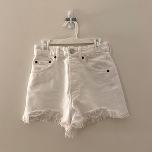 Zara High Waisted White Jean Shorts